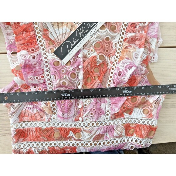 Dalia MacPhee lance Orange pink Hollow short sleeve  luxury Maxi midi Dress  L - Picture 9 of 15